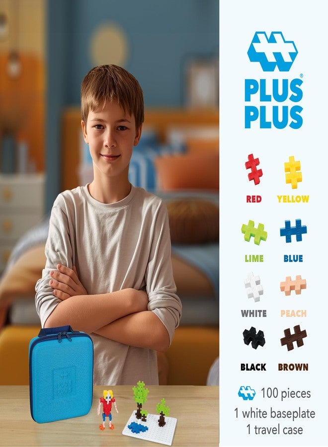 Plus-Plus Plus Plus Building Set with Travel Case, 3D Open Ended Stem Toy for Kids, 100 Mini Interlocking Pieces, 1 Baseplate - Basic Mix - Image 2